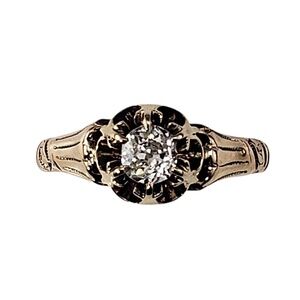 14 Karat Yellow Gold and Diamond Engagement Ring Size 5 #21890